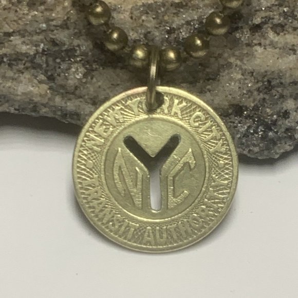 COPY - NYC 1953 New York City Subway transit token pendant Manhattan Necklace G… - Picture 2 of 12
